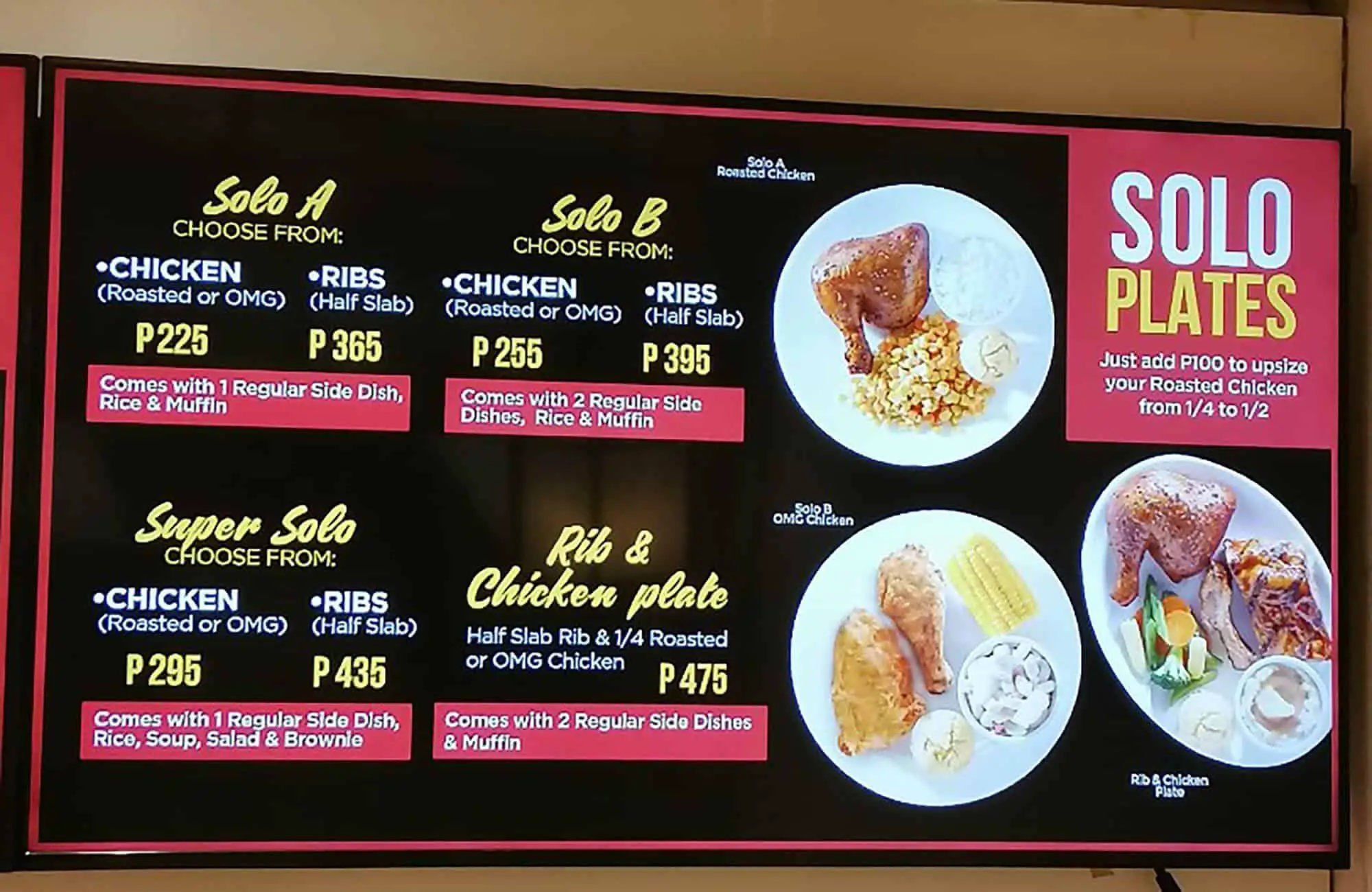 All Solo Plates On The Menu At Kenny Rogers