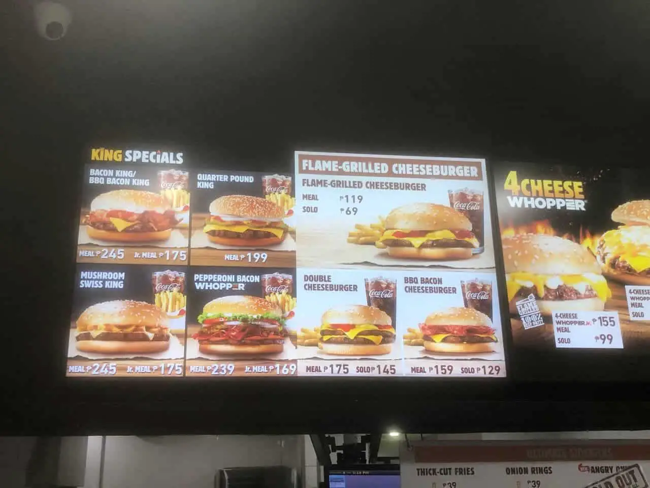 Burger King Menu display in store 2021 2