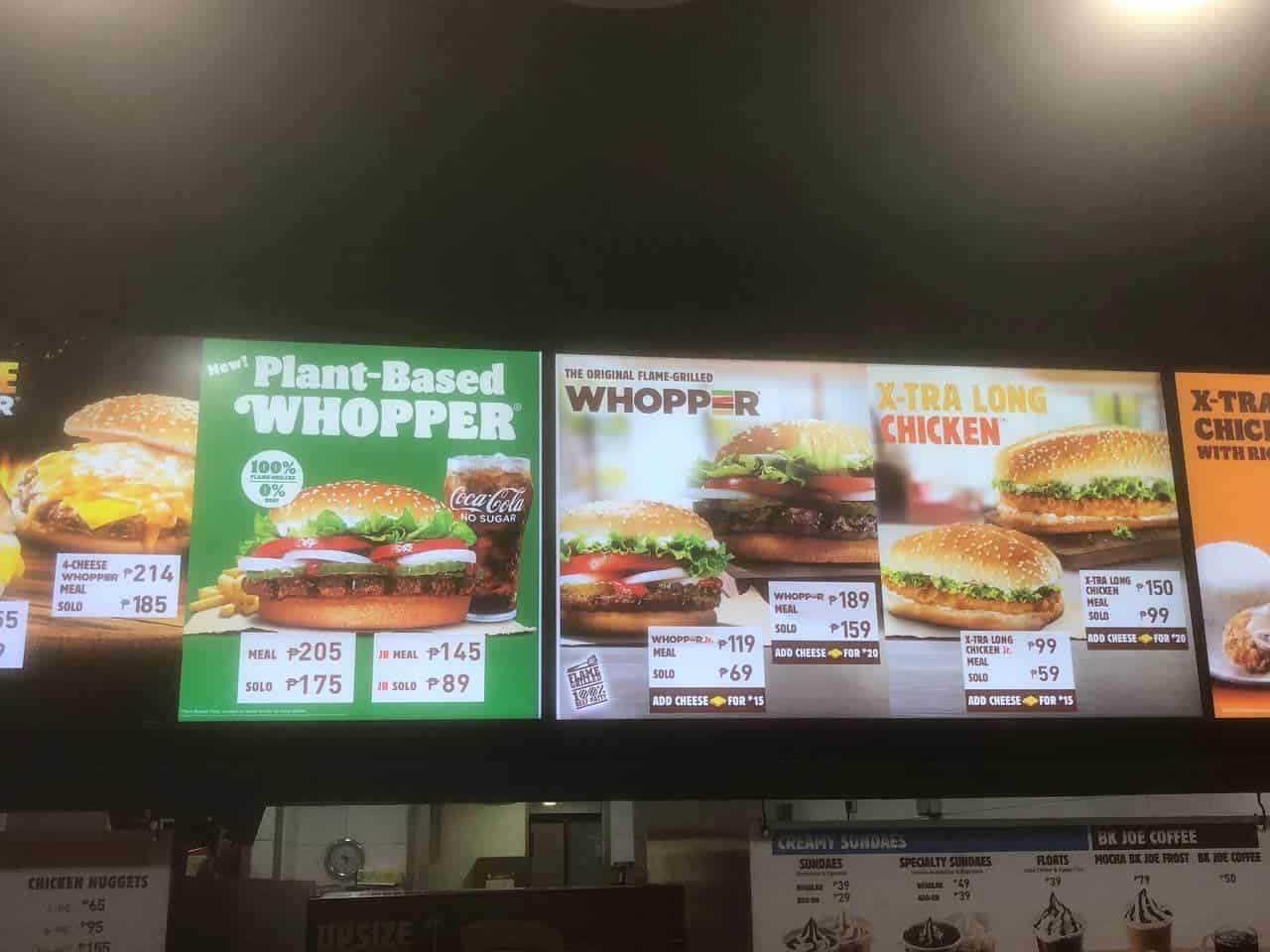 Burger King Menu display in store 2021 4
