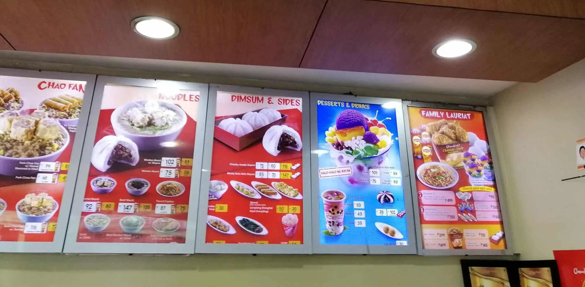 Dimsum, Sides And Noodles On The Chowking Menu