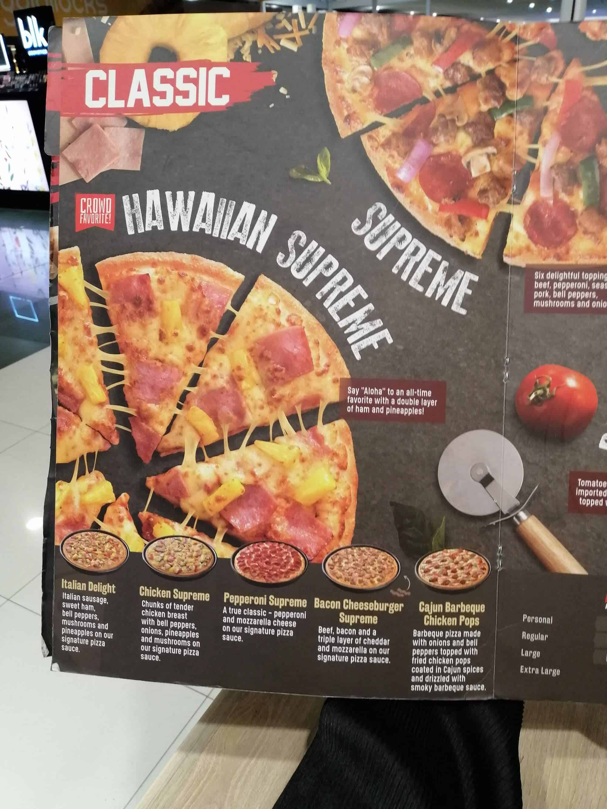 Menu And Prices Of Classic Pizzas At Pizza Hut