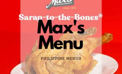 Whole Max Fried chicken on red background that says Sarap to the bones