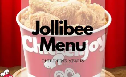 Jollibee Chickenjoy bucket on red background