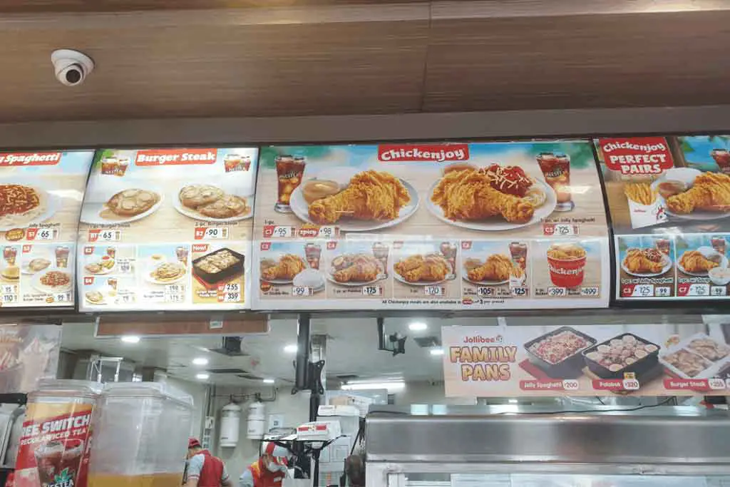 Jollibee In store Menu Philippines 2021 Burger Steak, Chicken Joy