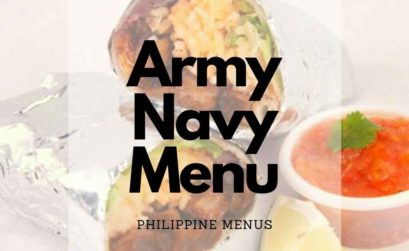Army Navy Menu Cover