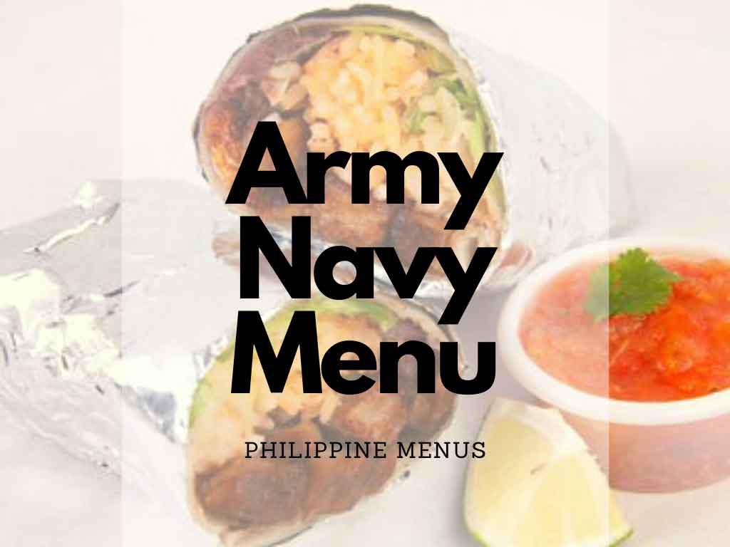 Army Navy Menu Cover