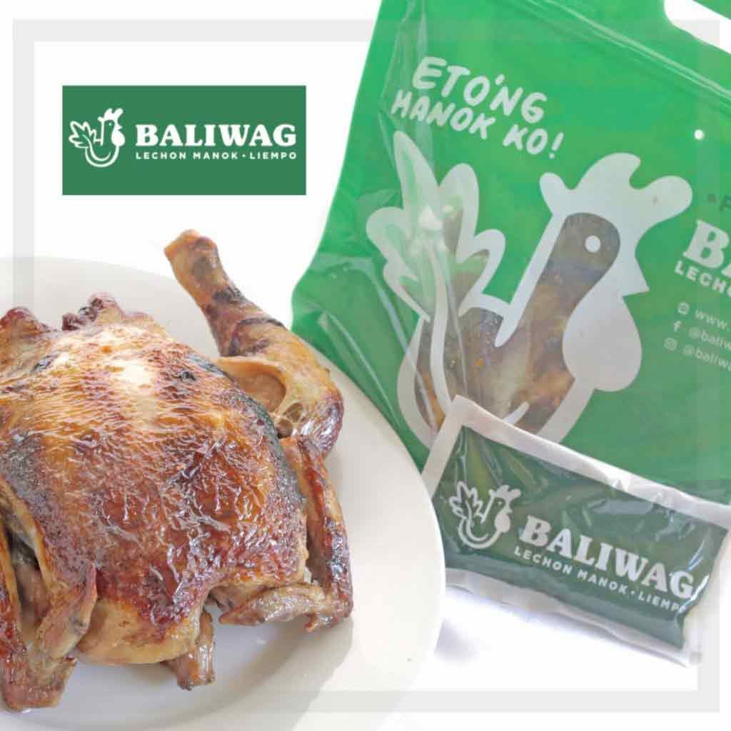 Baliwag Lechon Manok on the left with the green packaging on the right