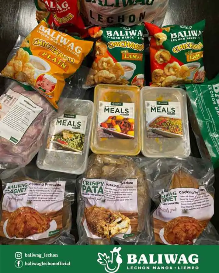 Philippines Baliwag Ready To Heat meals like bagnet crispy pata and chicharon on top