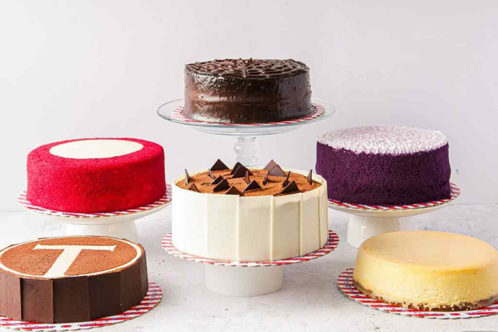 6 different kinds of Cake2go Cakes