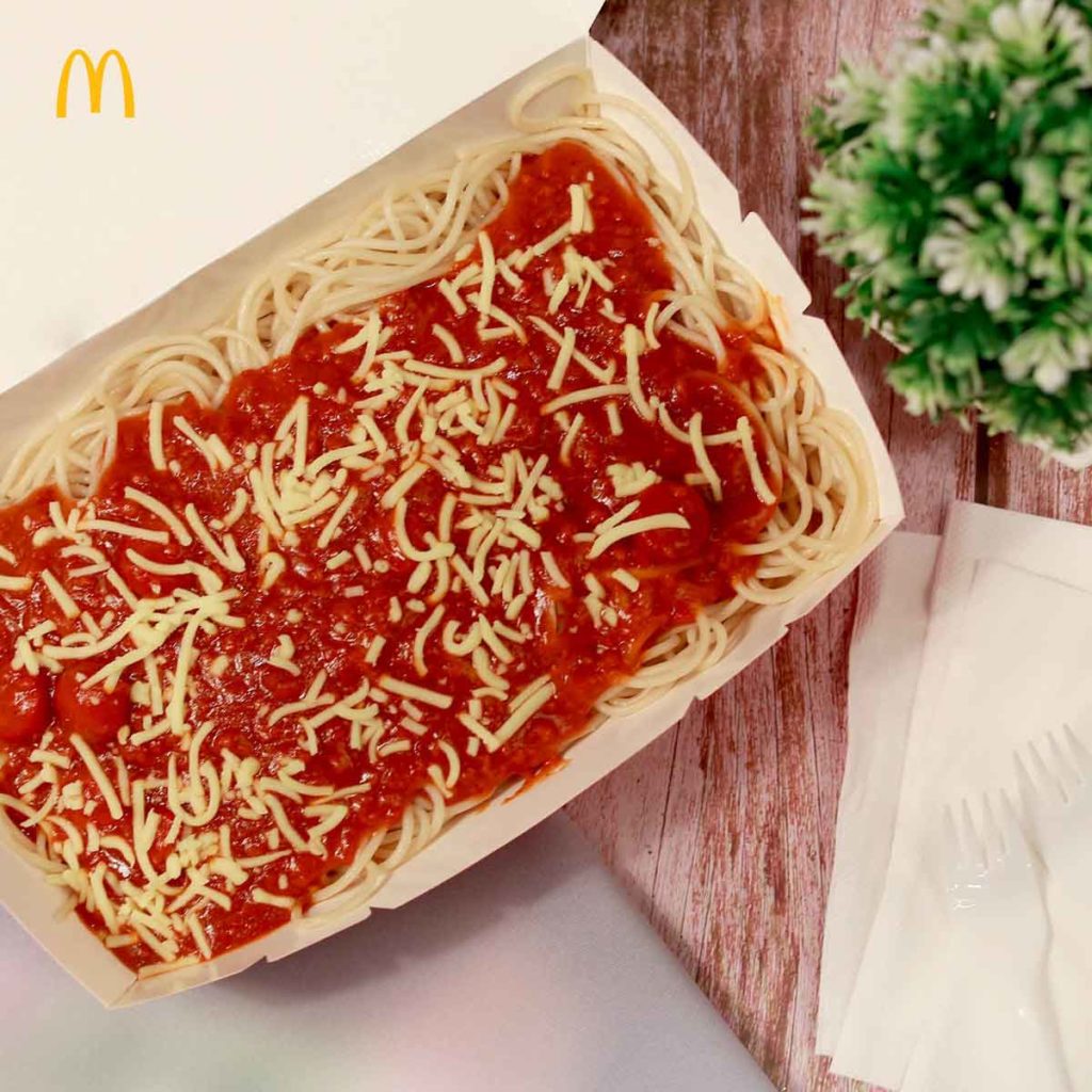 cheesy Mcdonalds Spaghetti flatlay