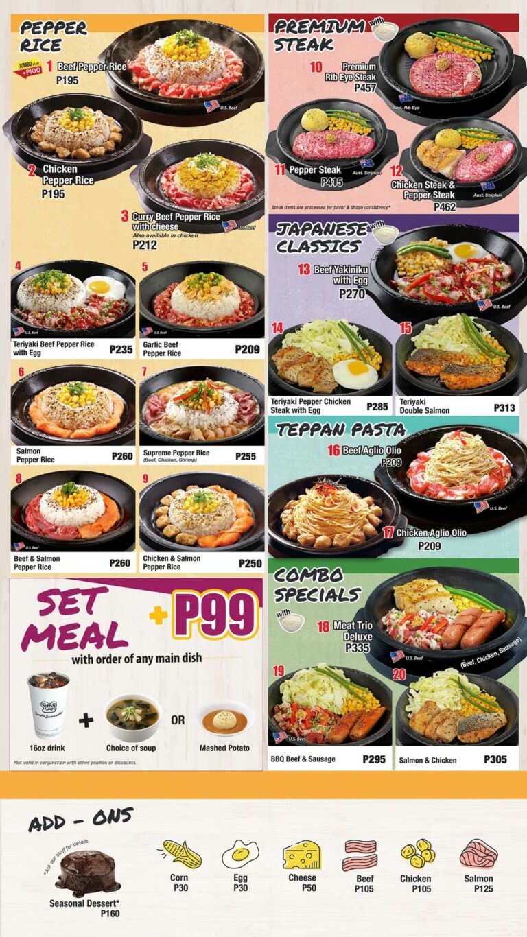 Pepper Lunch Menu Philippines (2024) — Philippine Menus
