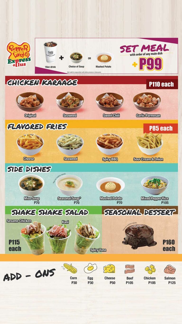 Pepper Lunch Menu Philippines (2024) — Philippine Menus