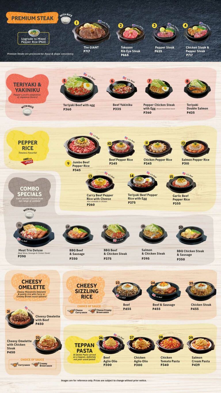 Pepper Lunch Menu Philippines (2024) — Philippine Menus