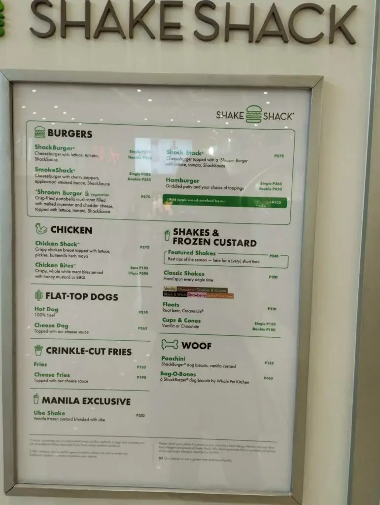 Photo Of Shake Shack Menu