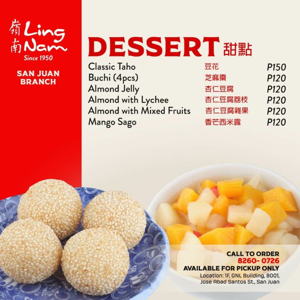 Lingnam Dessert Menu 1