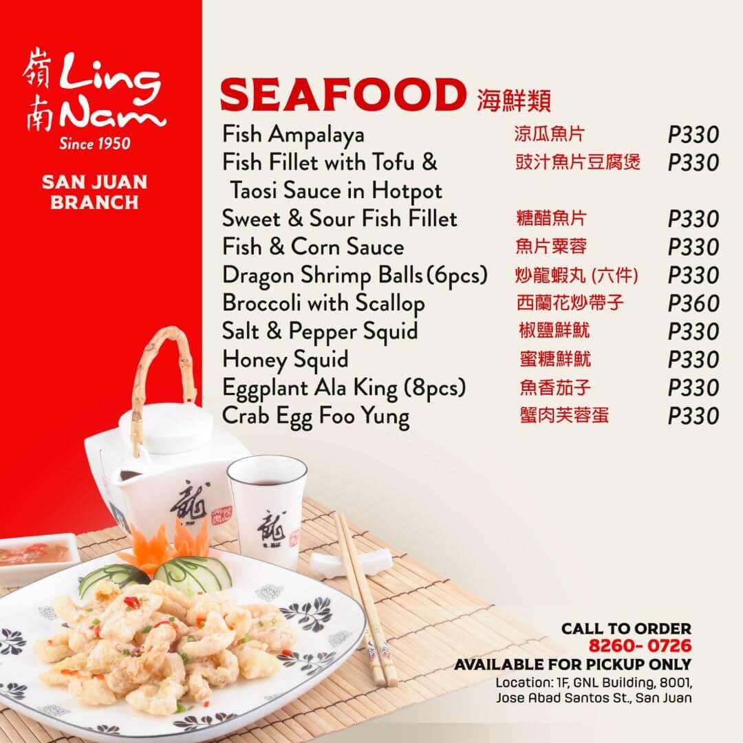 Lingnam Seafood Menu 