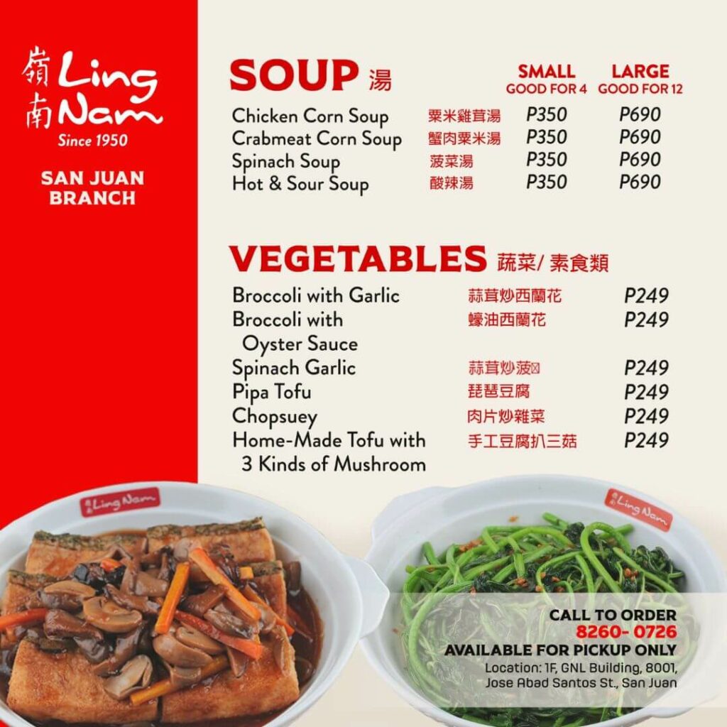 Lingnam Soup Menu