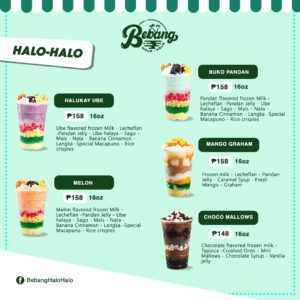 Bebang's Halo Halo Menu Philippines (2026) — Philippine Menus