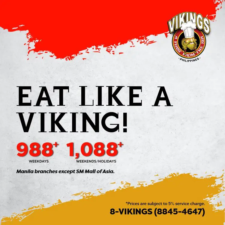 Vikings Menu Manila Brances Except Moa Rate