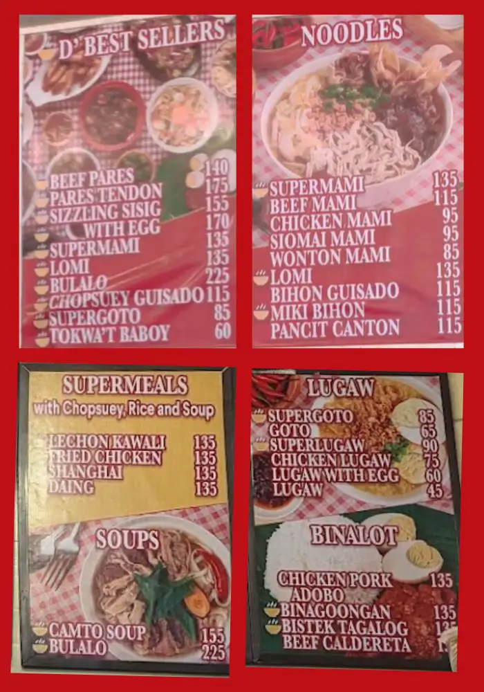 D Original Pares Menu Prices 1