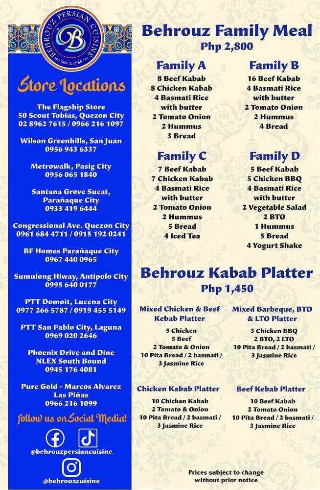 Behrouz Family Meal And Behrouz Kabab Platter